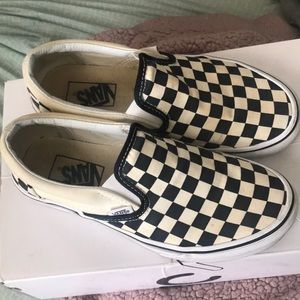 Slip on checkerboards vans size 7 women’s